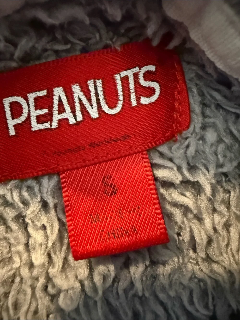 Peanuts Gray Plush Hoodie with Red Label